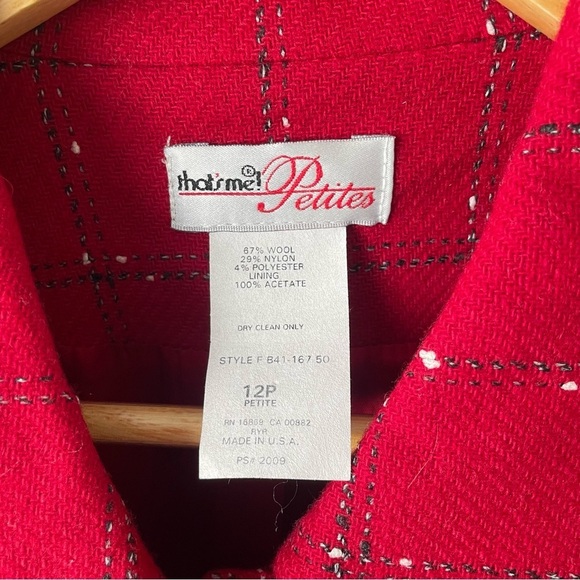 That's Me! Vintage Red Wool Blend Two-Piece Set Jacket Skirt Petites Size 12P - Picture 9 of 9